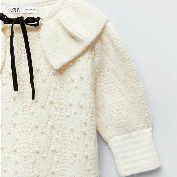 Zara Knit Sweater with Faux Pearls - Picture 5 of 6